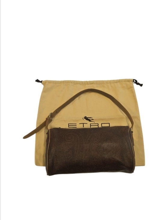 Etro Milano Handbags - Etro Milano Authentic Paisley-Embossed Brown Leather Shoulder Bag With Dust Bag
